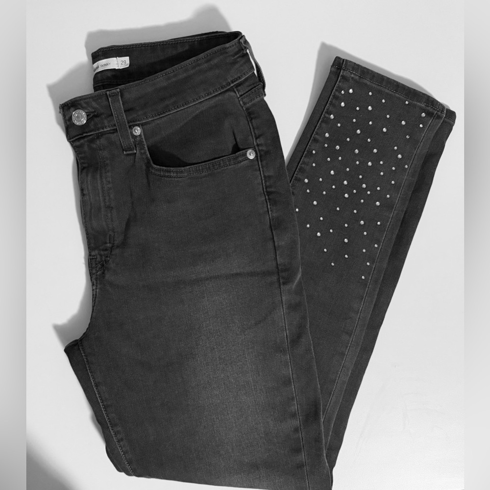Levi’s Grey Studded High Rise Skinny Jeans 29 x 28